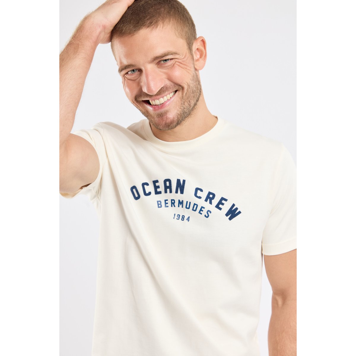 T-shirt VARA en coton biologique pour homme ecru, BERMUDES