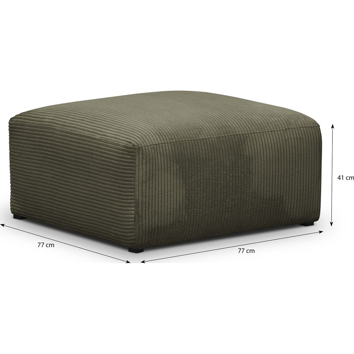 Pouf modulable en velours côtelé - MODULO vert kaki, HOMIFAB