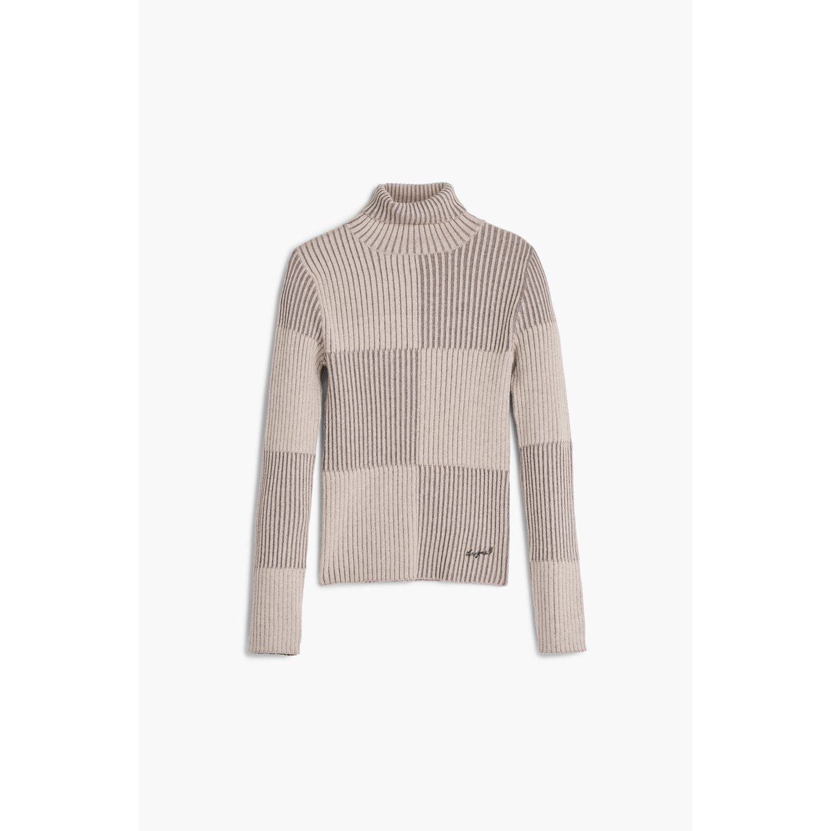 Pull à col roulé à carreaux marron, DESIGUAL