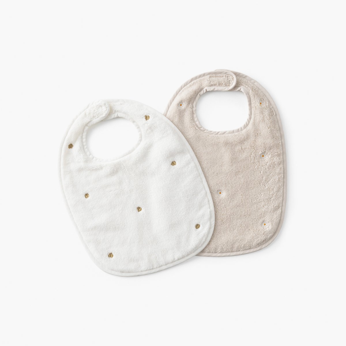 Bavoir coton ZÉPHIRE ivoire/coeur, CARRE BLANC