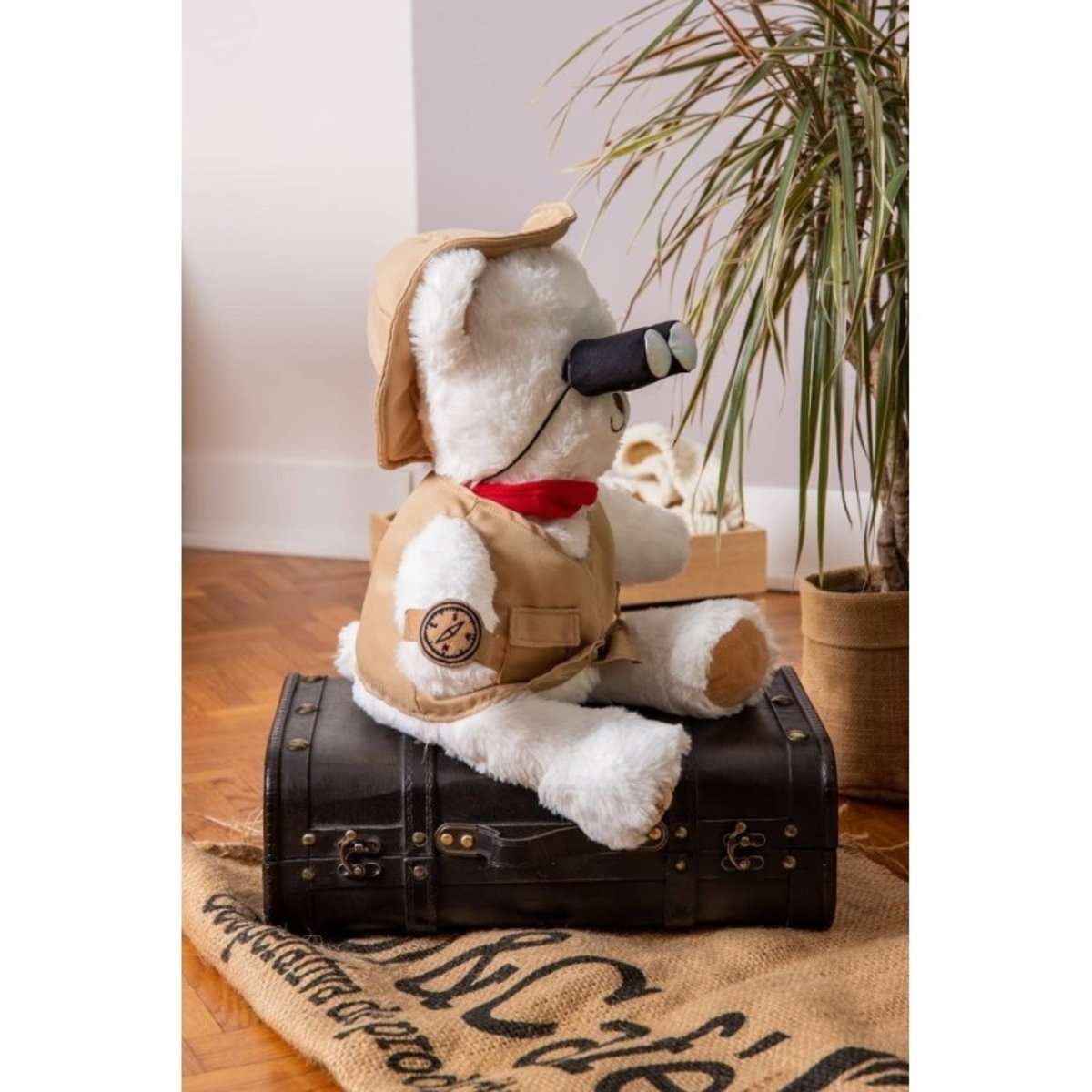 Peluche Ours Aventurier - Gaston Aventurier - 40 cm blanc, PIOUPIOU ET MERVEILLES