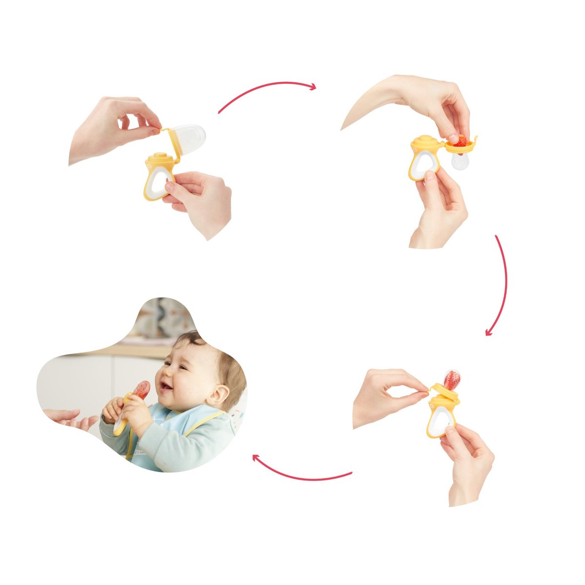 Grignoteuse bébé pour diversification alimentaire jaune, BADABULLE