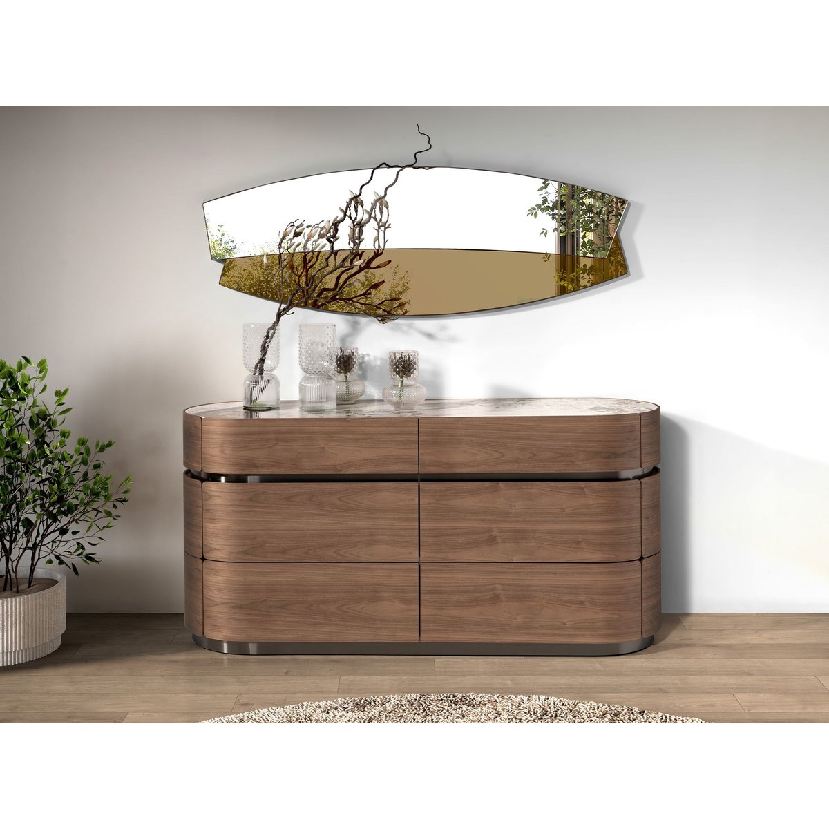 Miroir mural forme organique noyer noyer, ANGEL CERDA