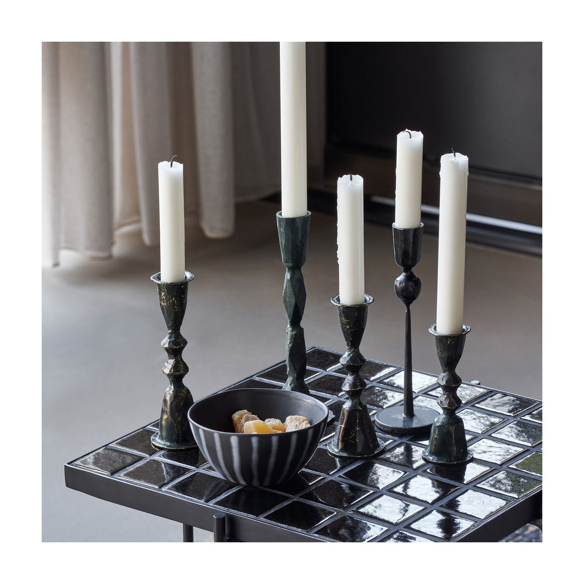 Bougeoir Mero h 16 cm noir, HOUSE DOCTOR