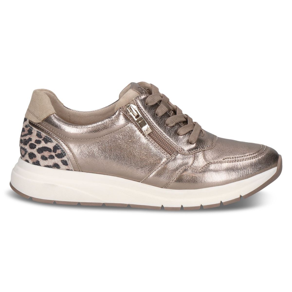Basket en cuir marron poivre combiné, CAPRICE