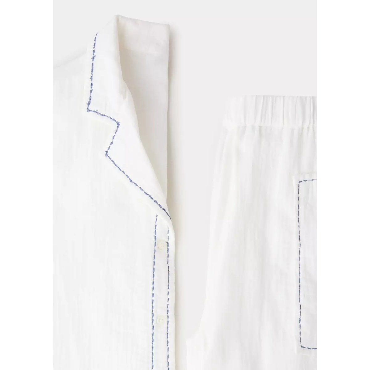 Pyjama deux pièces surpiqûre blanc cassé, MANGO TEEN