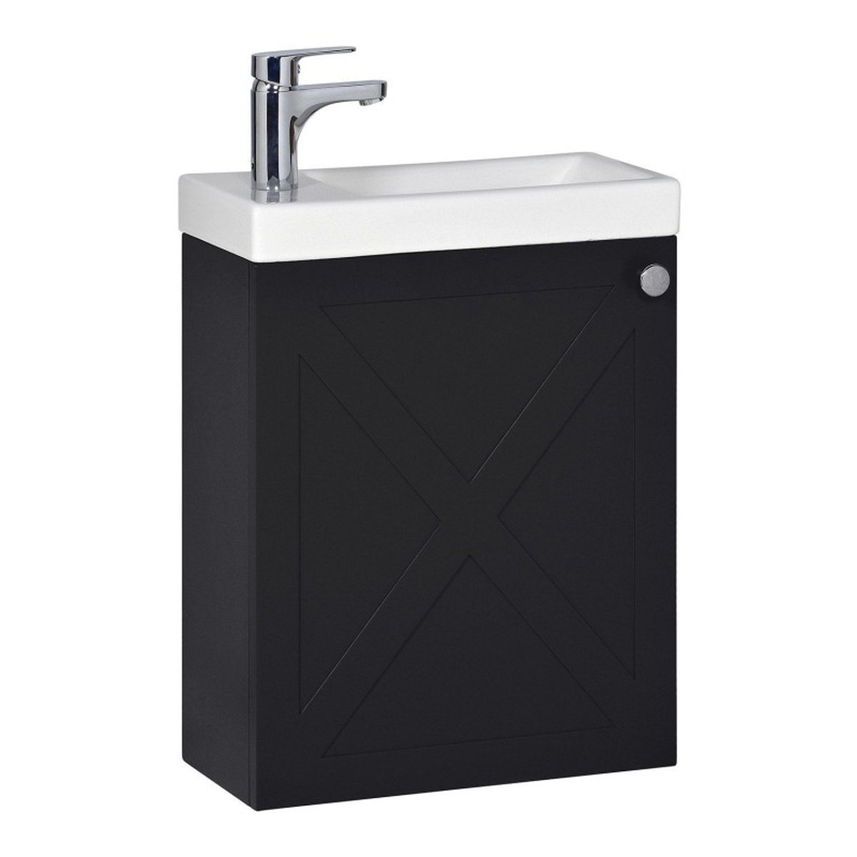 Ensemble meuble lave-mains + robinet AVA noir carbone, MOB IN