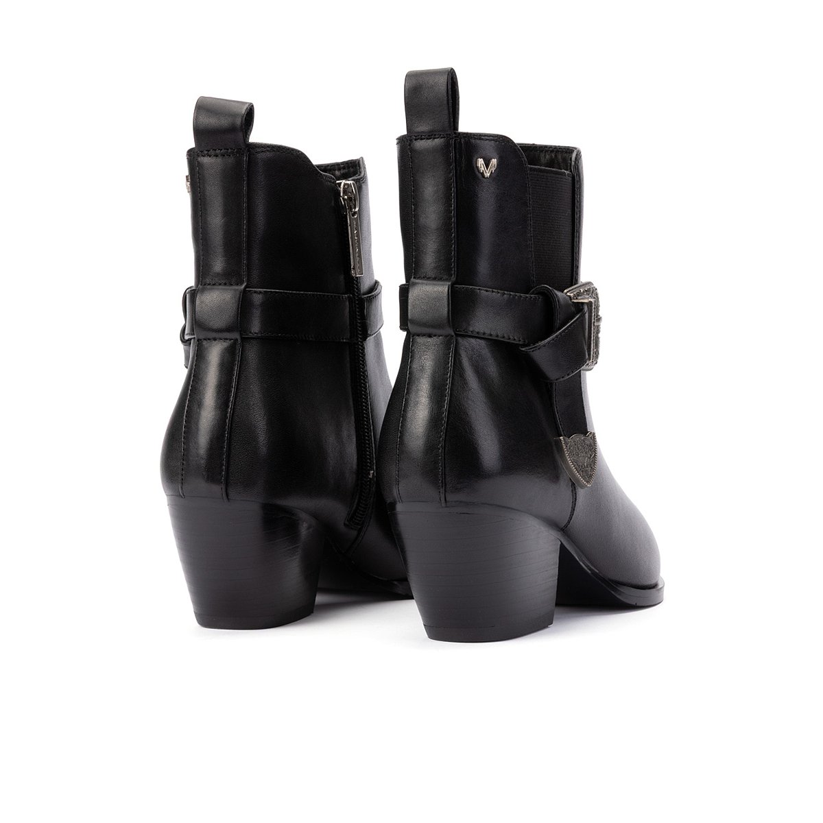 Bottines à talon cuir Jeanne black, MARTINELLI
