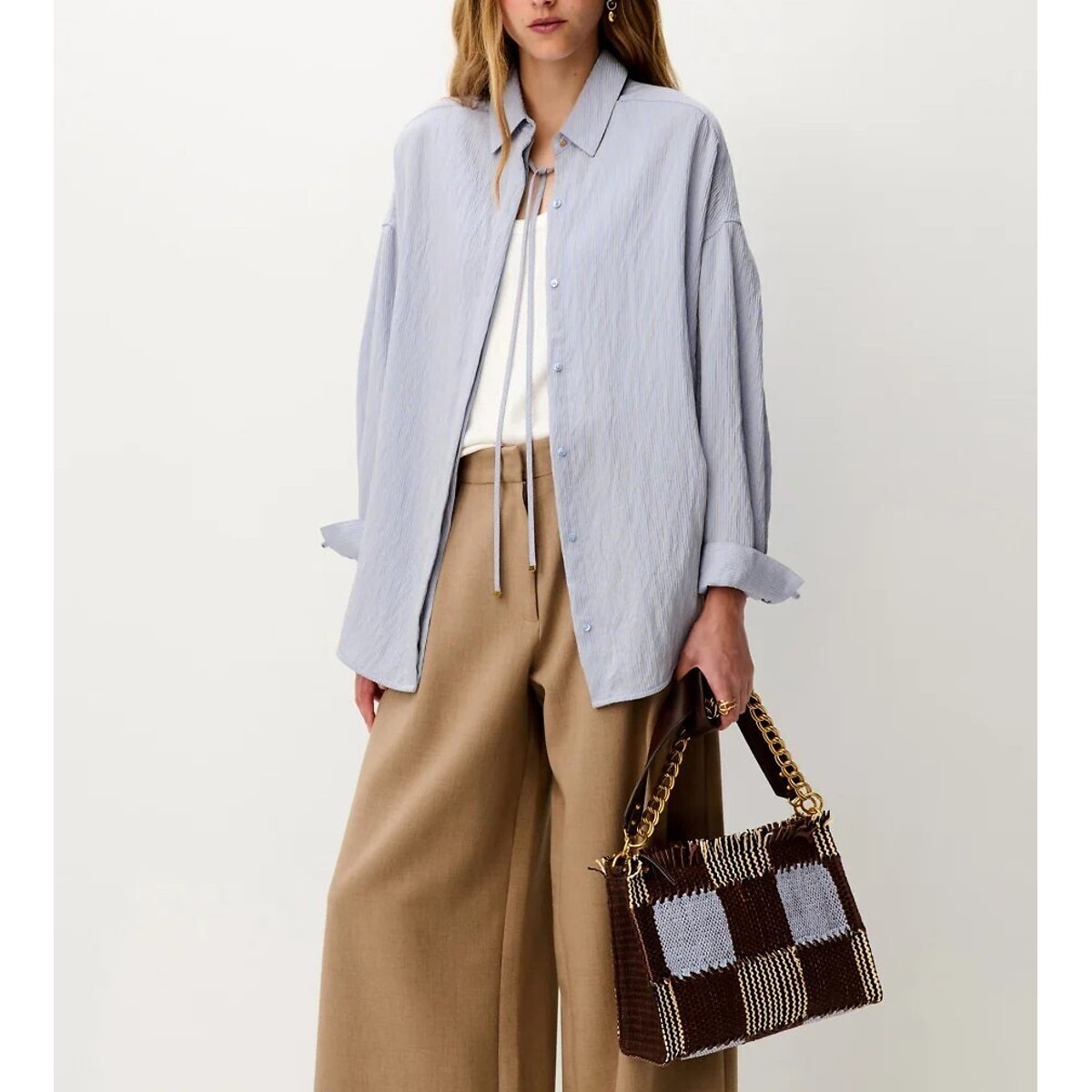 Liza striped long sleeve shirt beige stripe/blue, SESSUN