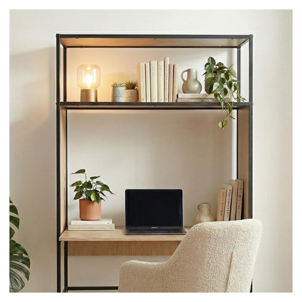 Portant vêtements et bureau bois métal gris OSLO gris anthracite, MOB IN