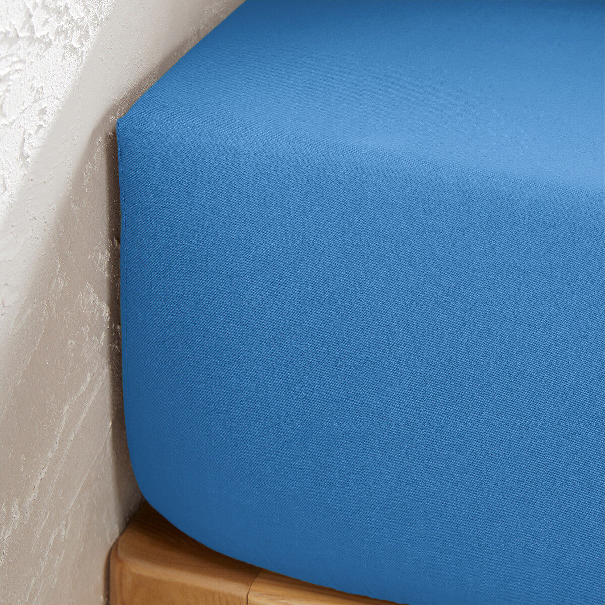Drap housse uni polycoton, bonnet 25cm, Scenario bleu de provence, LA REDOUTE INTERIEURS