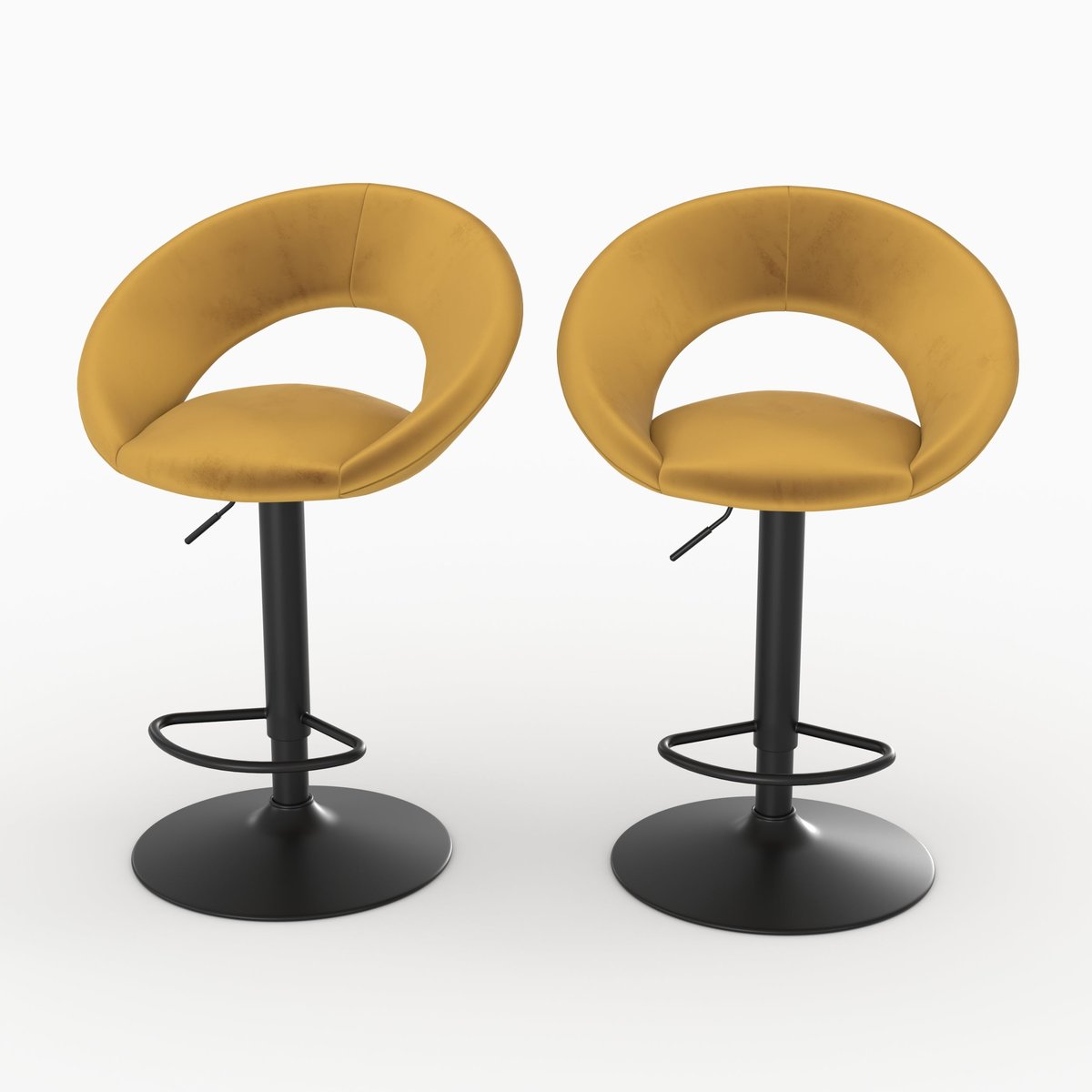 Lot de 2 chaises de bar en velours 61/76,5 cm - CLOCLO jaune curry, MAISON PAVANE