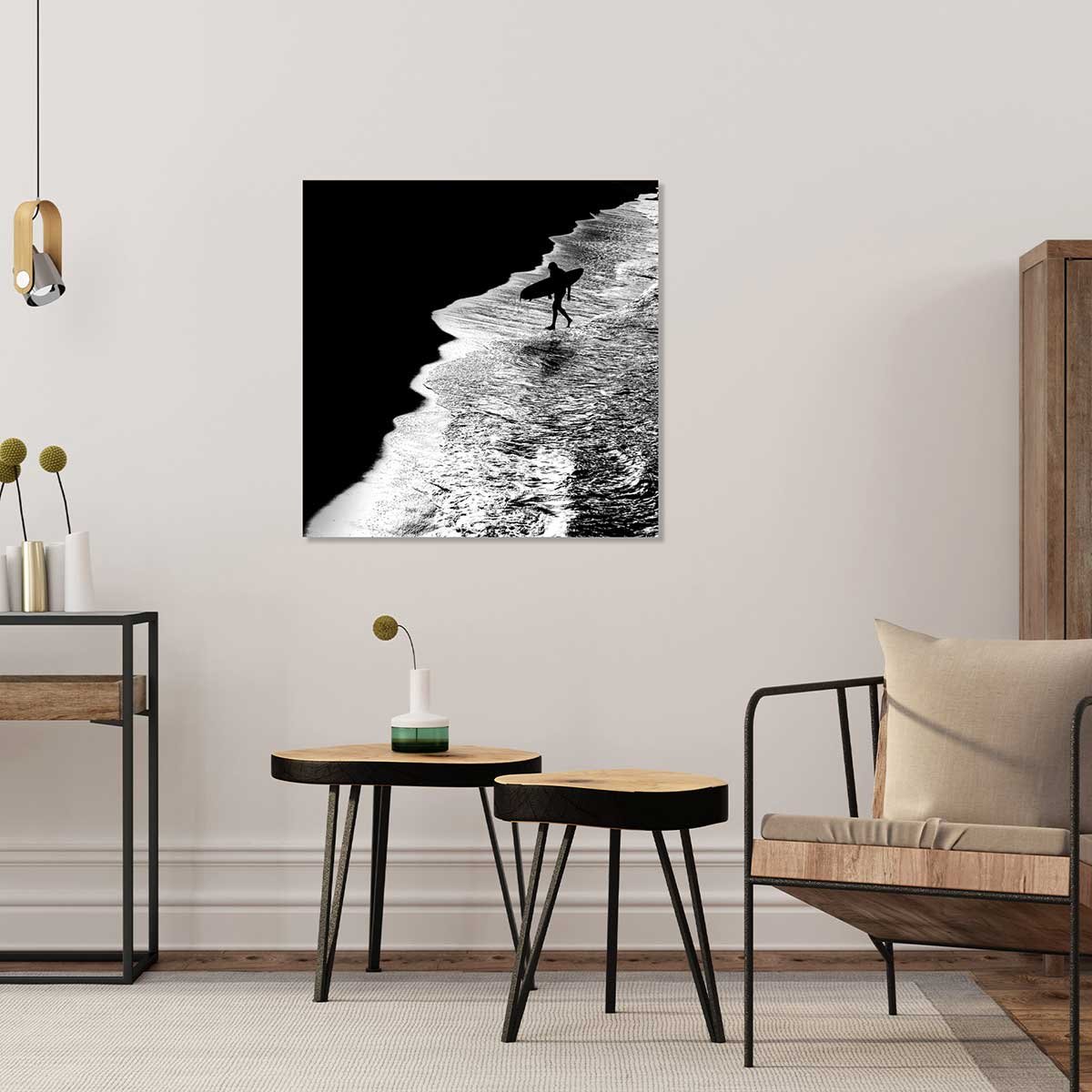 Tableau surf au clair de lune tableau alu dibond, HEXOA
