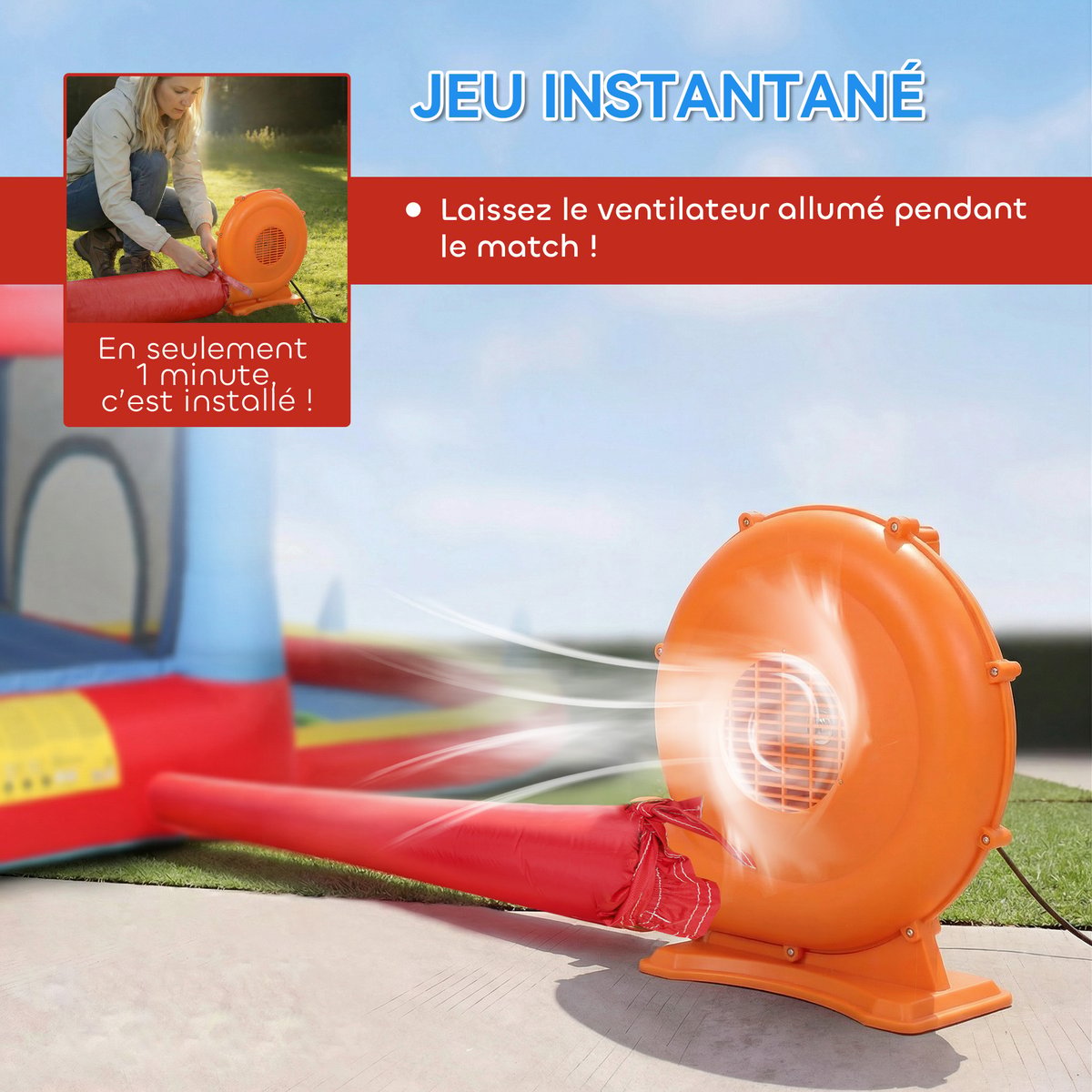 Château gonflable Tissu Oxford Multicolore bleu, rouge, jaune, AIYAPLAY
