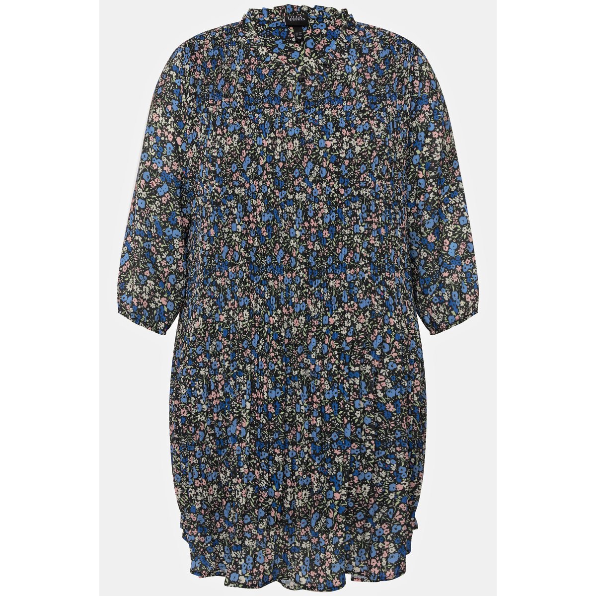 Robe courte plissée avec manches marine, ULLA POPKEN