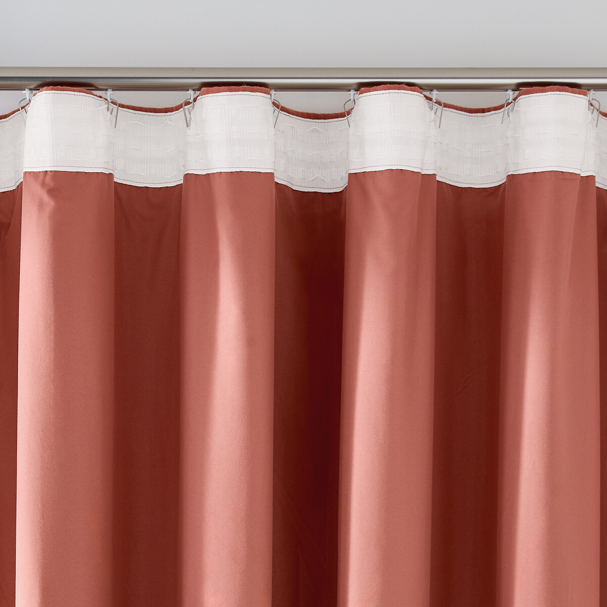 Tenda oscurante, in lino lavato, con passamaneria arricciata ed effetto ondulato, ONEGA terra di siena , LA REDOUTE INTERIEURS