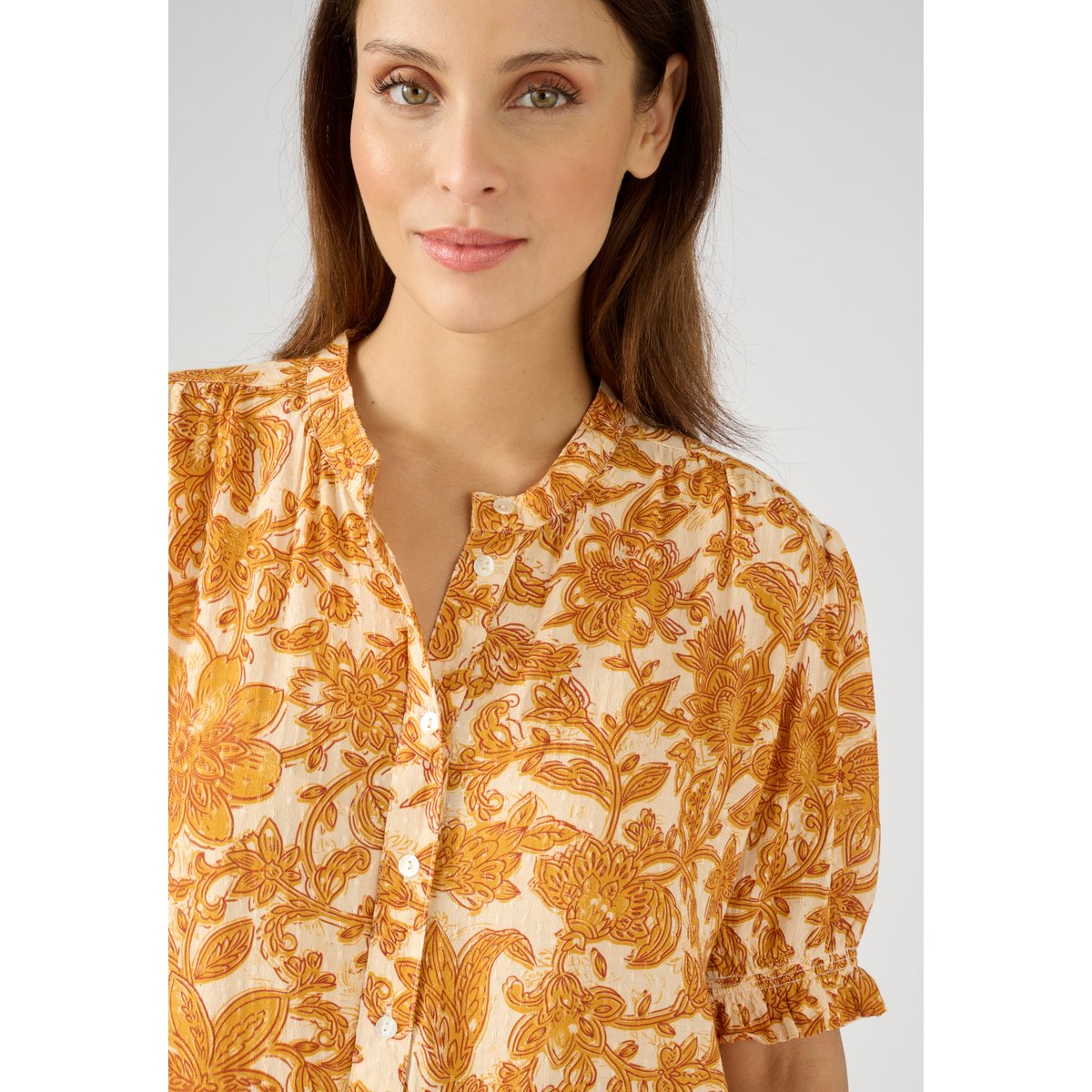 Chemisier viscose reliéfée jaune feuillage, DAMART