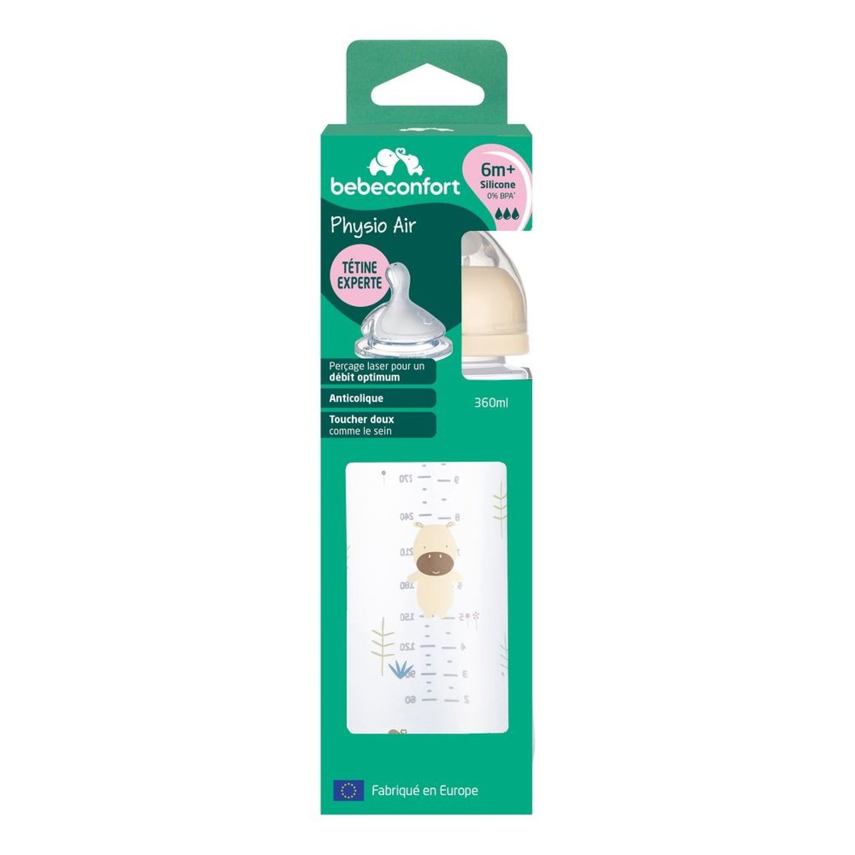 Biberon physio Air 360 ml Sand couleur unique, BEBECONFORT