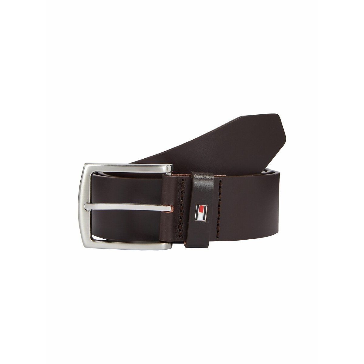 Ceinture large en cuir New Denton 4 cm marron foncé, TOMMY HILFIGER