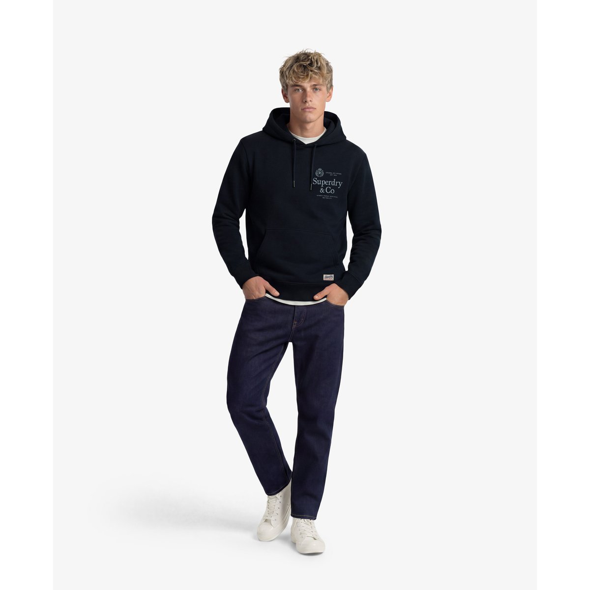 Sweat à capuche 1954 Company Coupe Décontractée bleu marine foncé, SUPERDRY