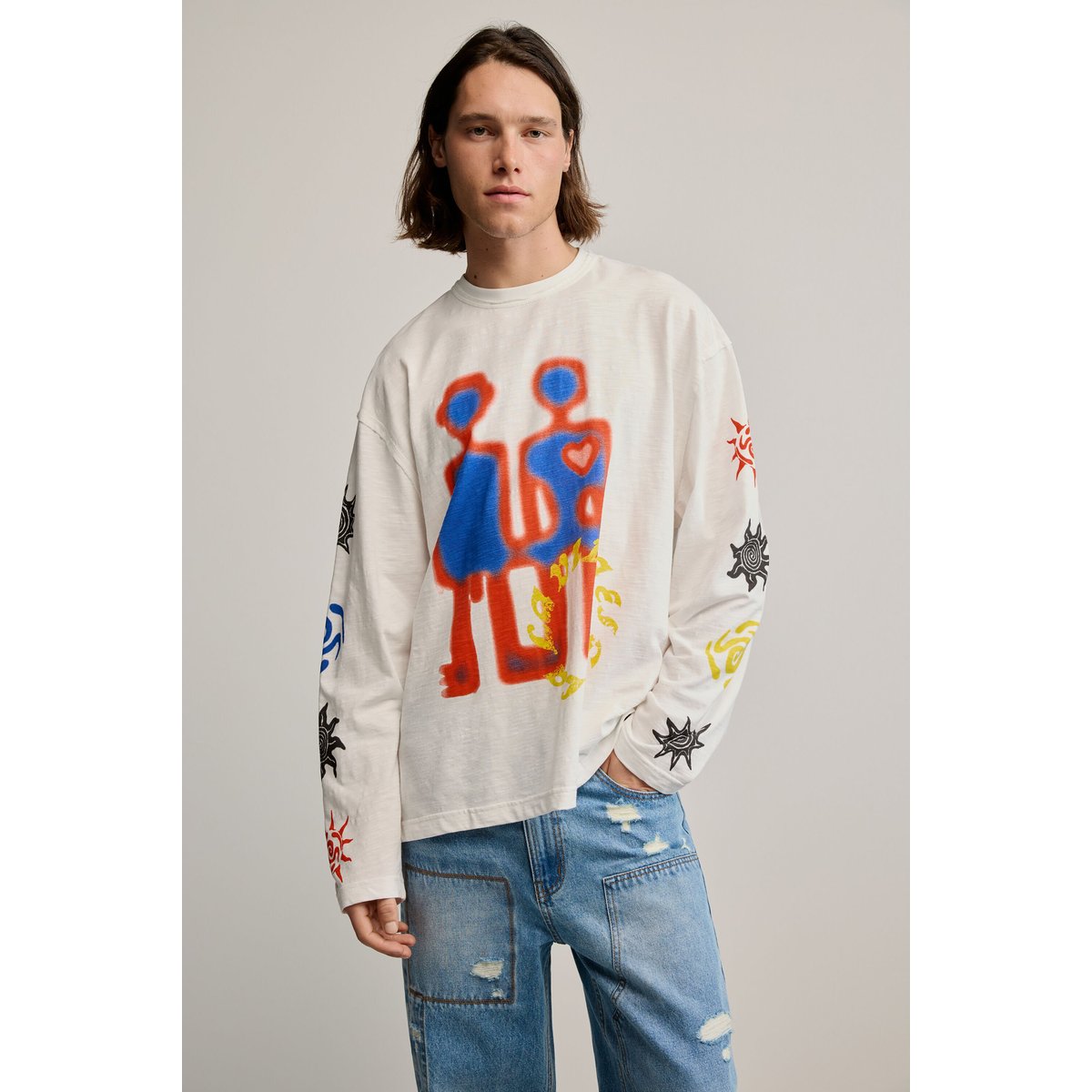 T-shirt coton imprimé blanc, DESIGUAL