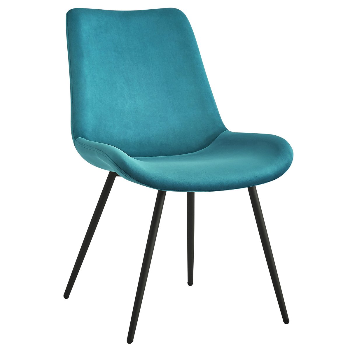 Lot de 2 chaises, métal et velours, KOGE bleu canard, NORDLYS