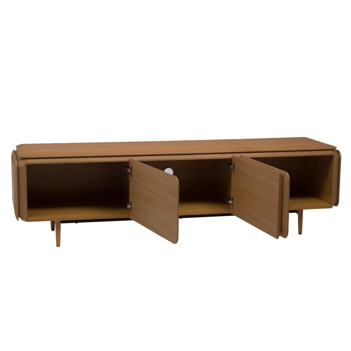 Meuble TV 3 portes en placage chêne L180 cm Clark marron, AMADEUS