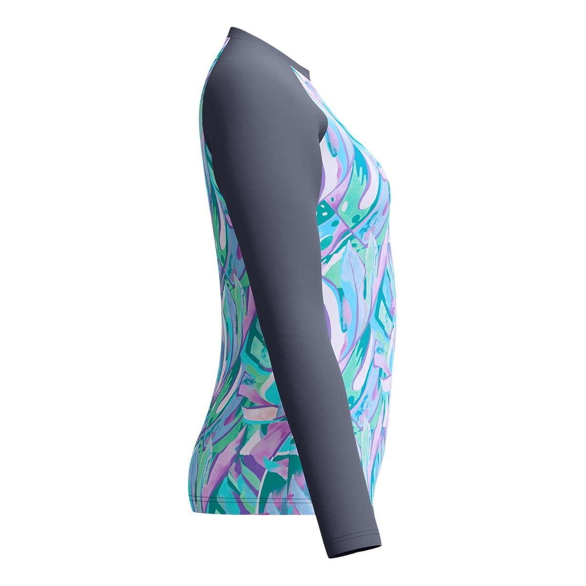 Haut de bain manches longues motif/style logo imprimé gris / bleu / rose imprimé, SPEEDO