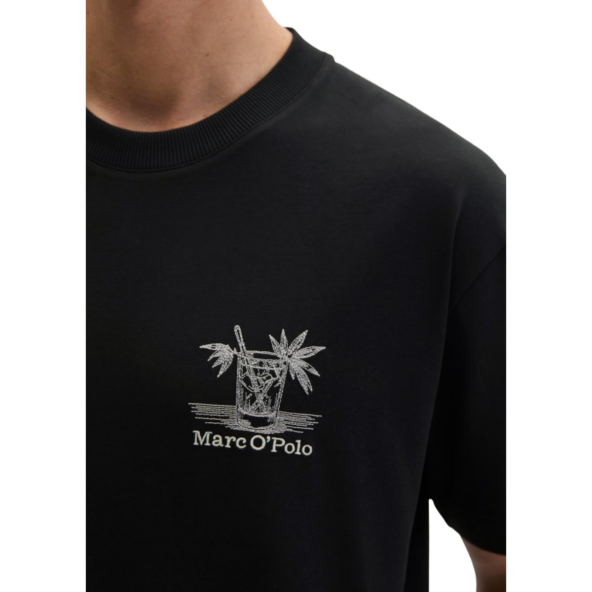 T-shirt loose en coton bio noir, MARC O'POLO