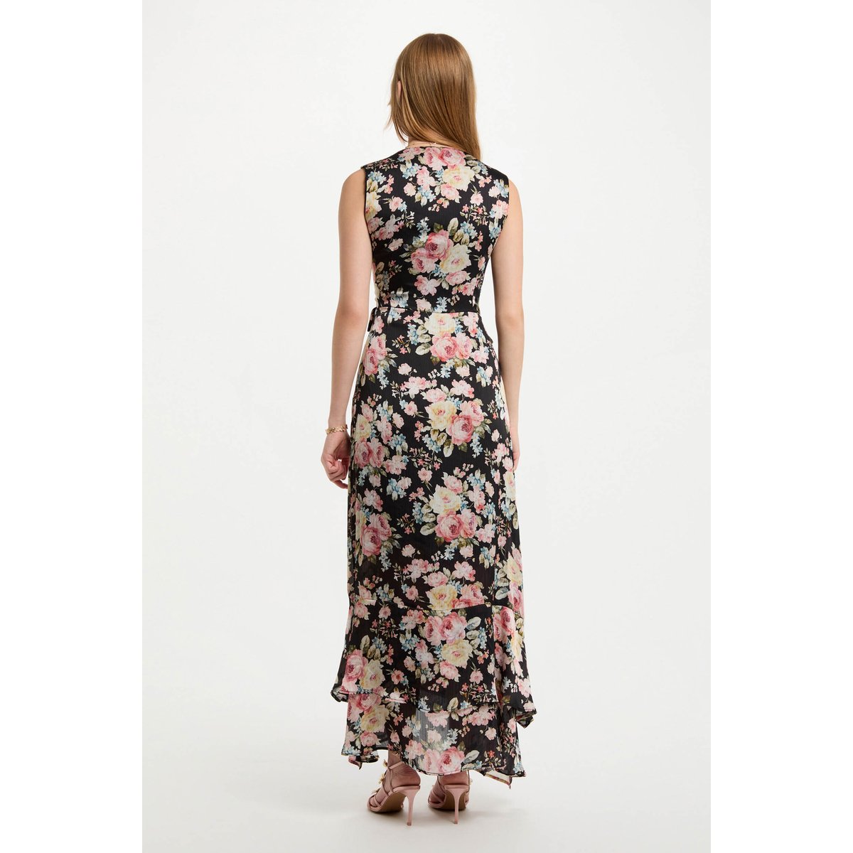 Robe longue droite imprimée multicolore, MORGAN