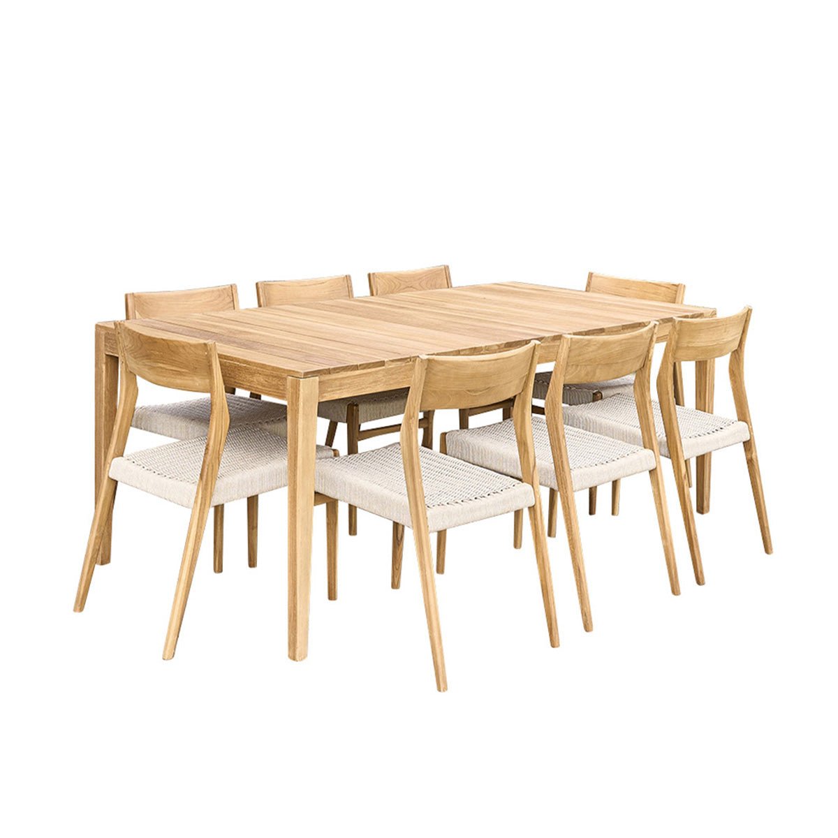 Salon de jardin en teck massif et cordage 8 places LIVIE beige, BERAH GETAH