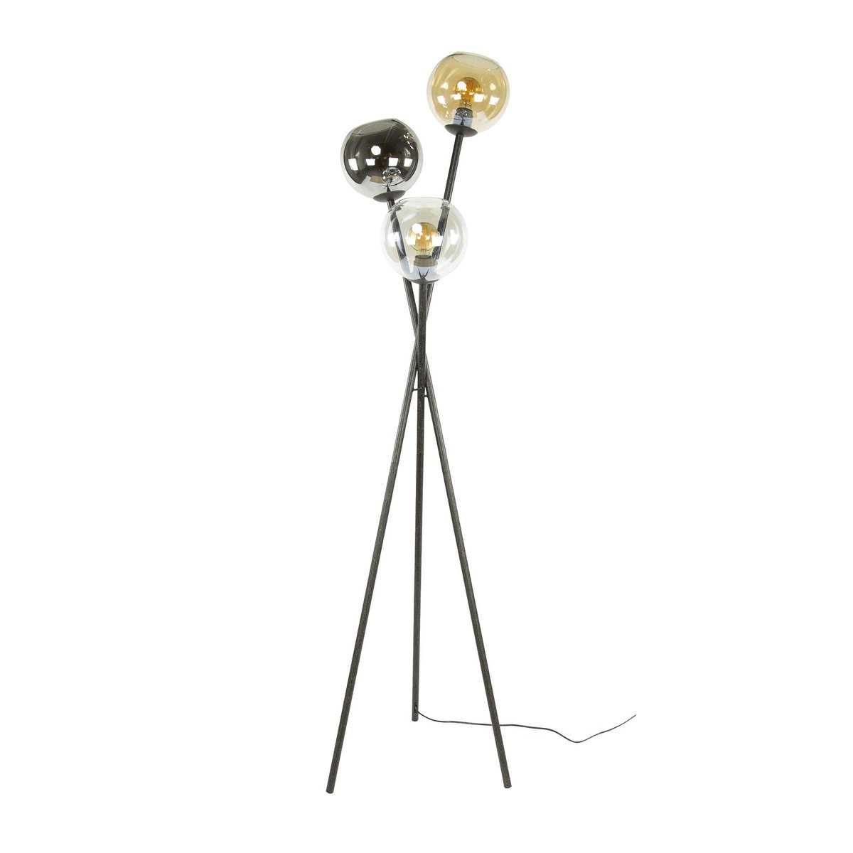Lampadaire design en verre – torche 3 couleurs NIAGARA chrome, PIER IMPORT