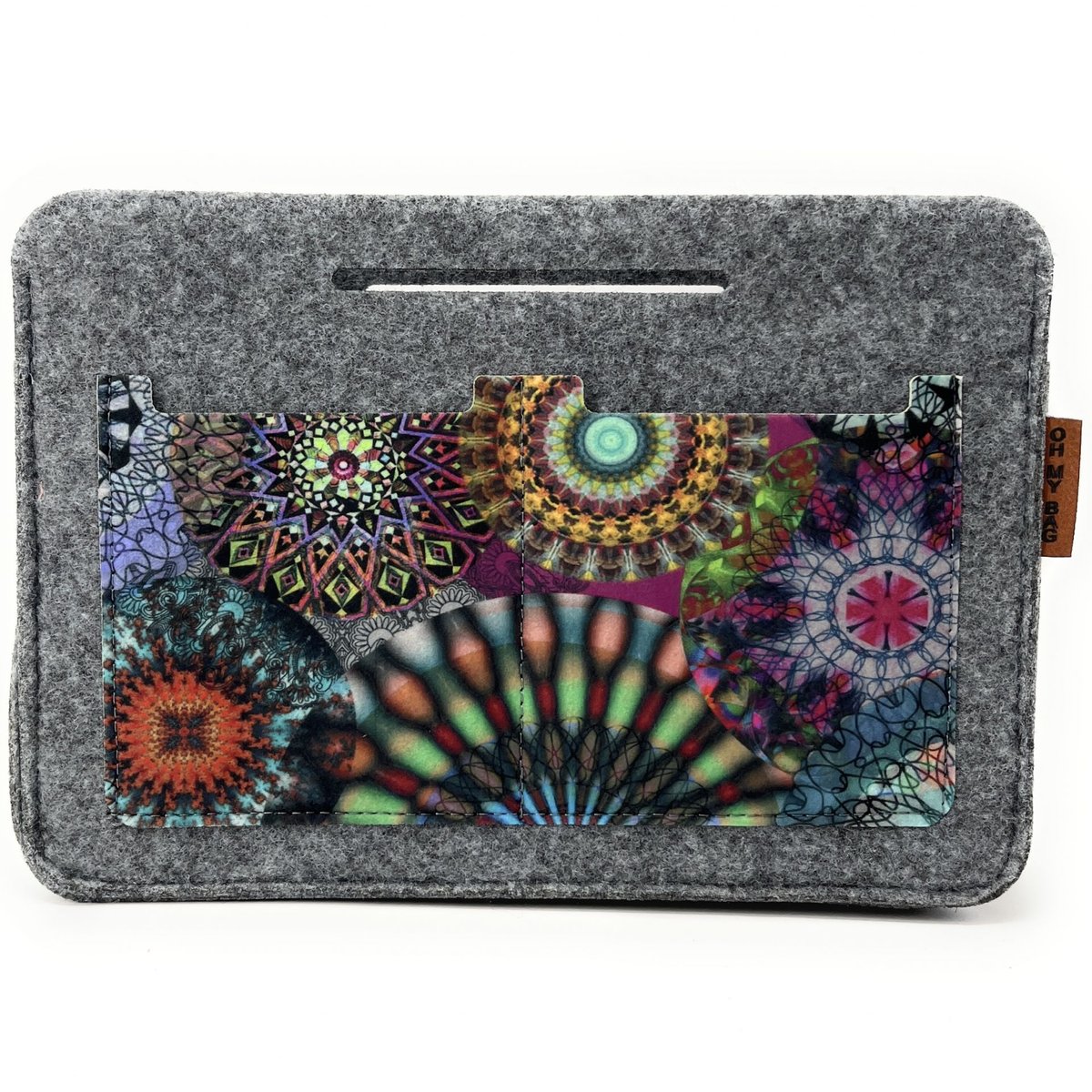 Organiseur en feutrine écologique italien imprimé CAROUSEL gris moyen, OH MY BAG