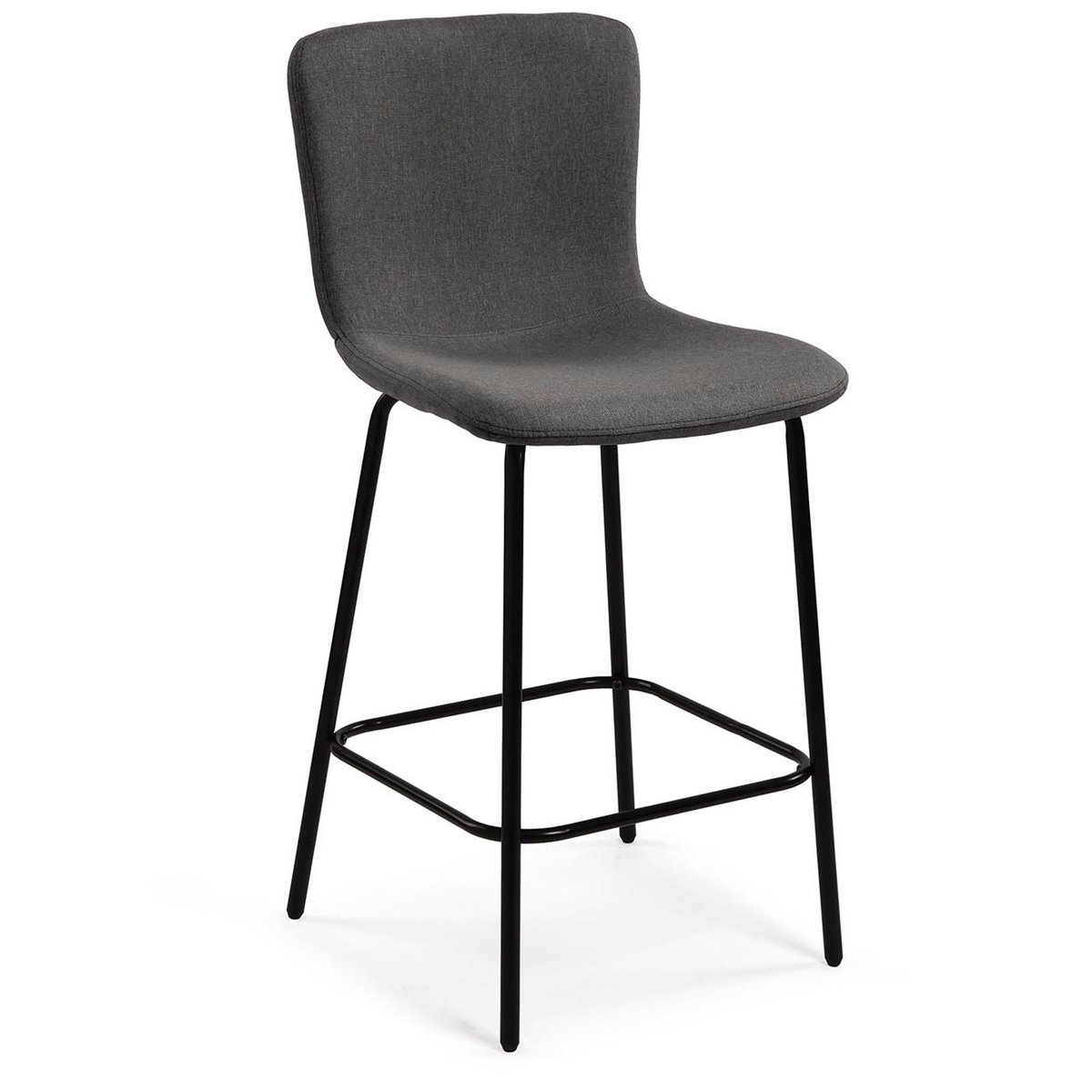 Tabouret de bar métal noir et assise tissu gris foncé 51x44.5x93.5cm gris, WADIGA