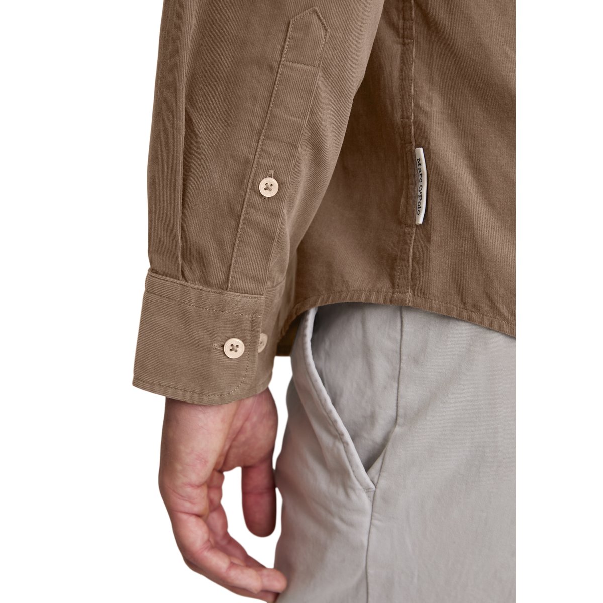 Chemise en velours côtelé shaped en pur coton bio marron, MARC O'POLO