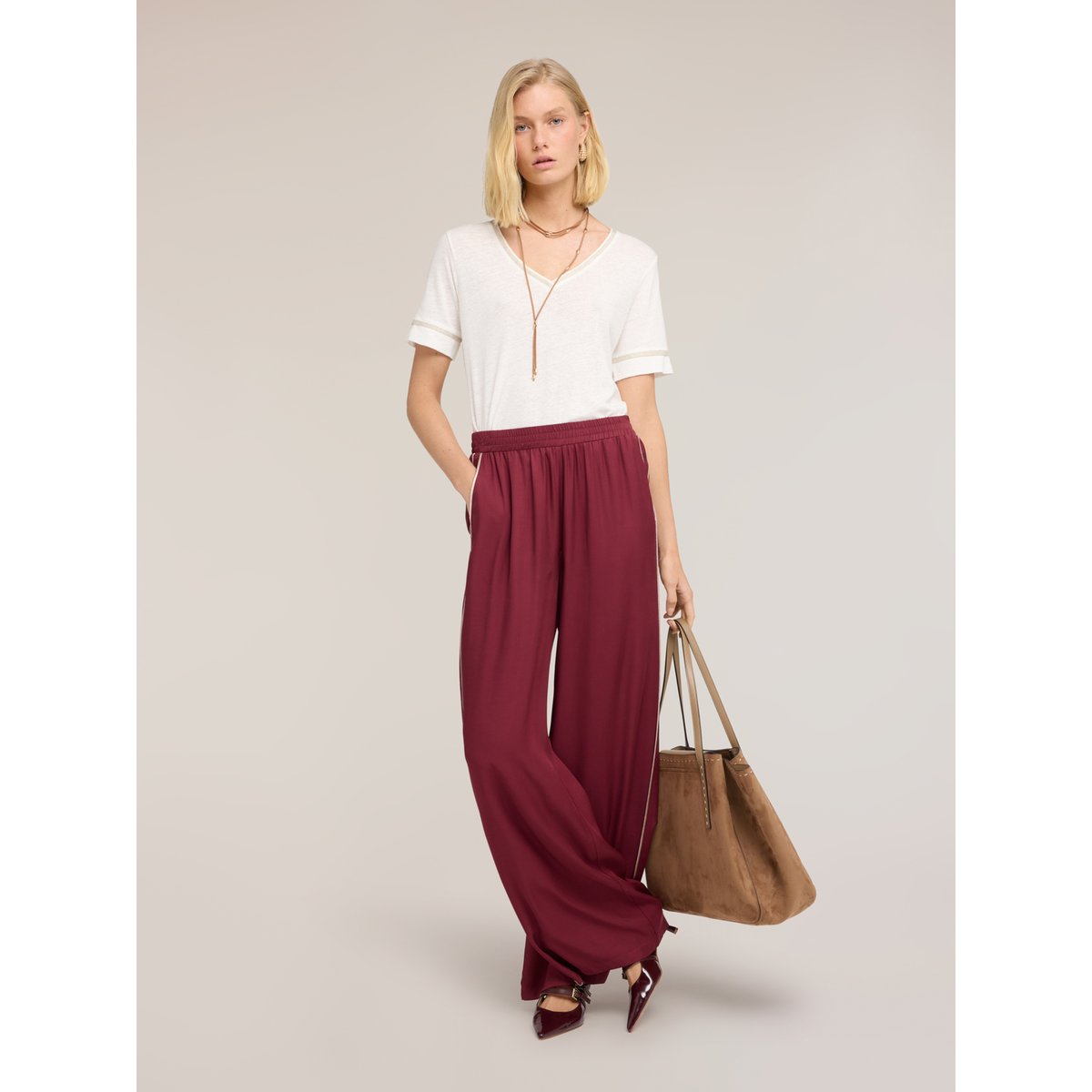 Pantalon palazzo burgundy, MOTIVI