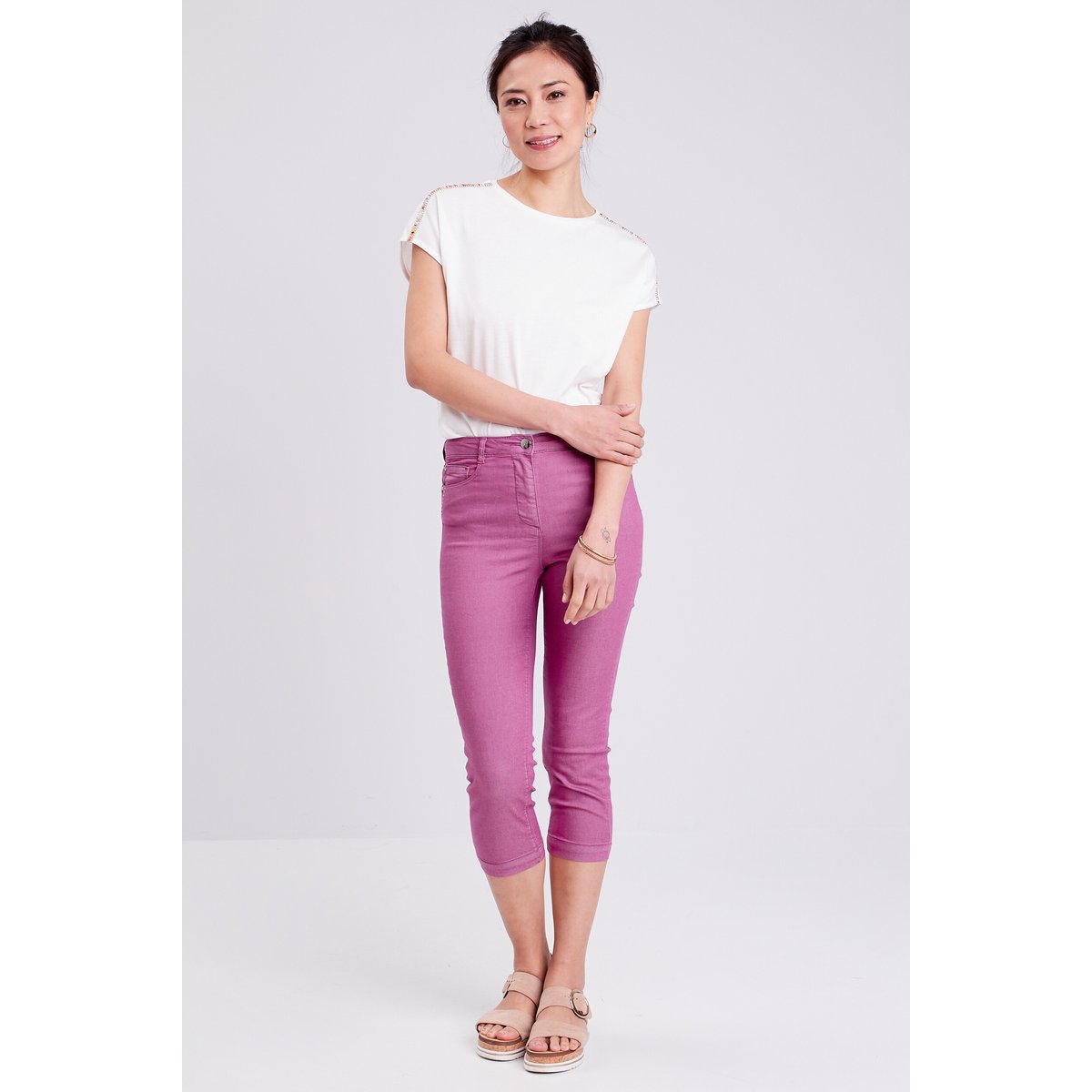 Pantacourt droit taille haute violet, BREAL