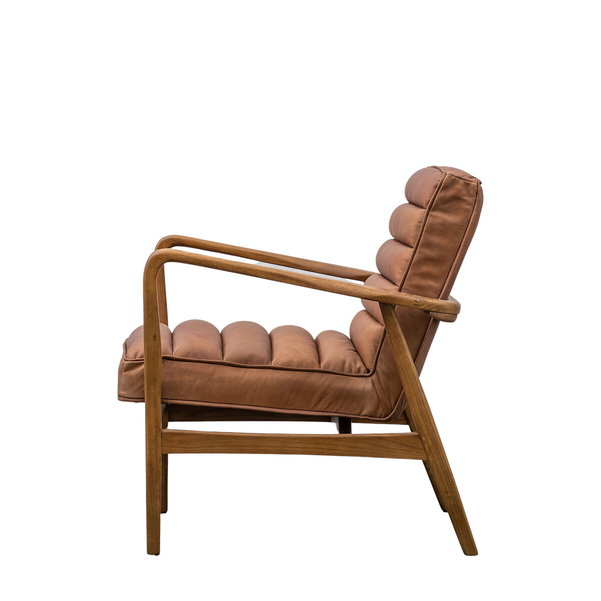 Fairfield Mid-Century Leather Armchair with Solid Wood Frame brown , ÉDITÉ
