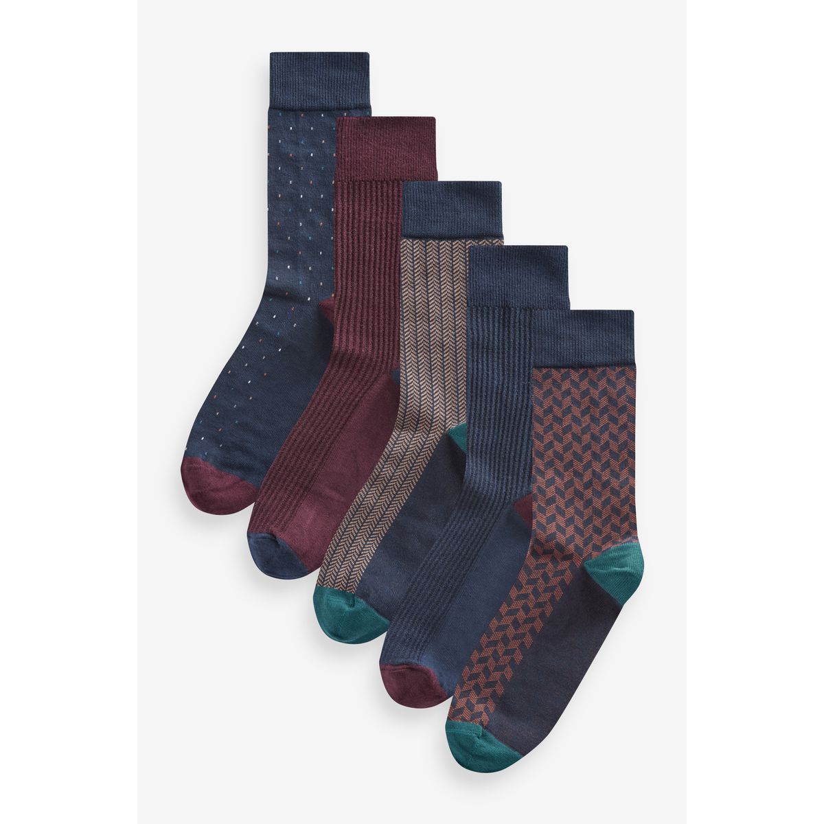 Chaussettes à motifs, lot de 5 naturel/bleu marine, NEXT