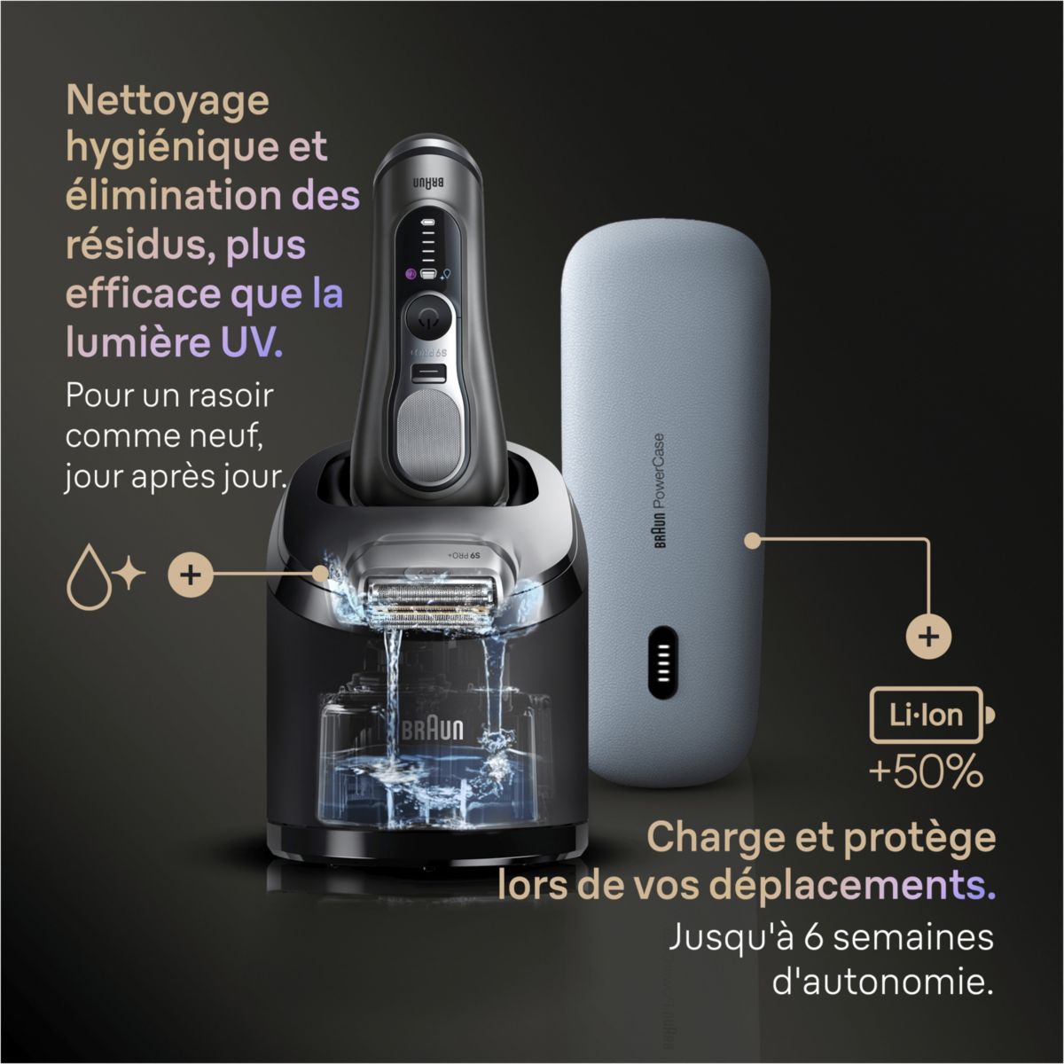 Rasoir électrique Series 9 9675cc Clean&Charge couleur unique, BRAUN