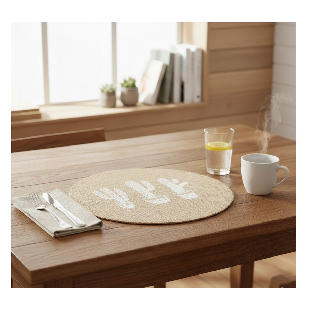 Set de table rond Jute Cactus marron, EDEN