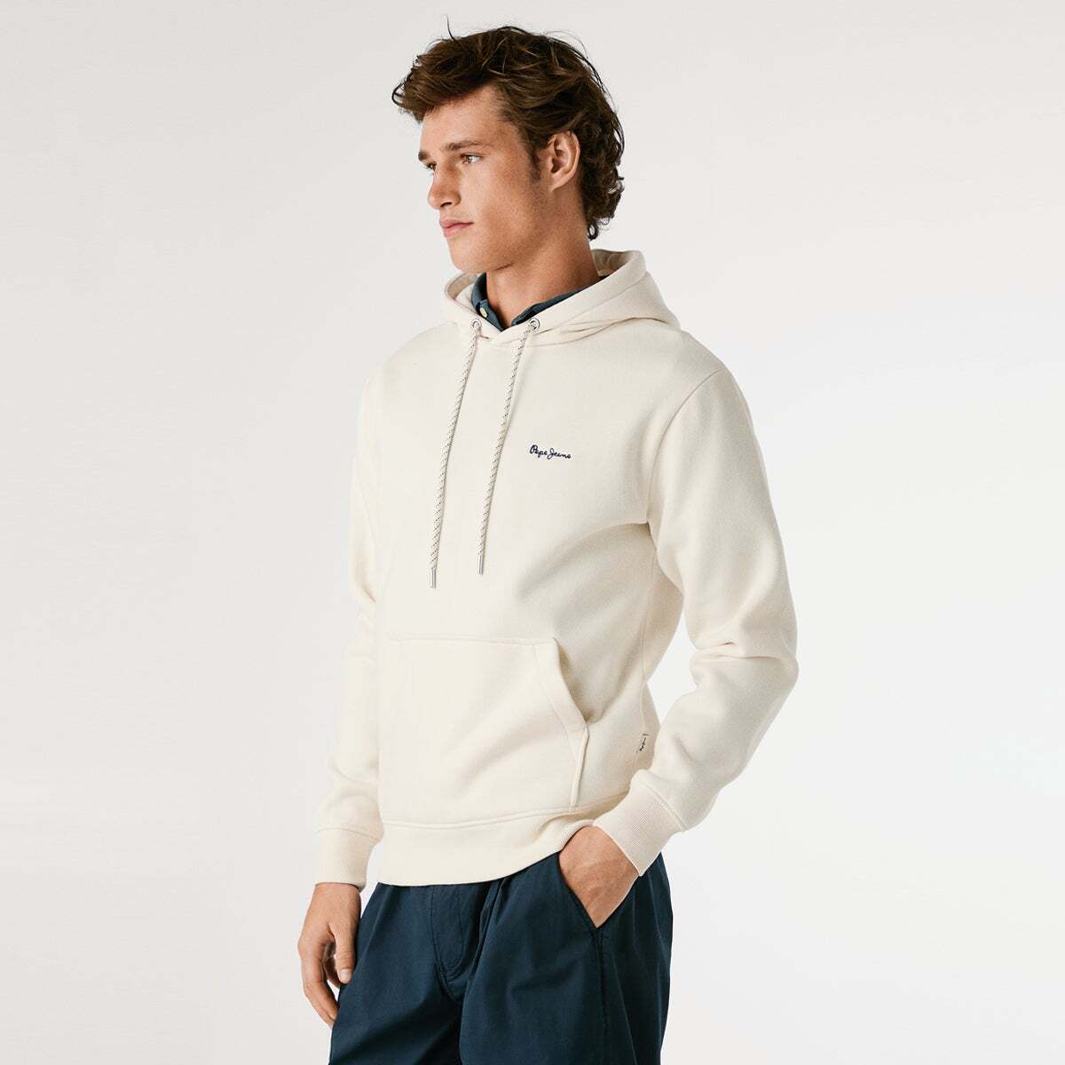 Sweat À Capuche Avec Logo blanc ivoire, PEPE JEANS