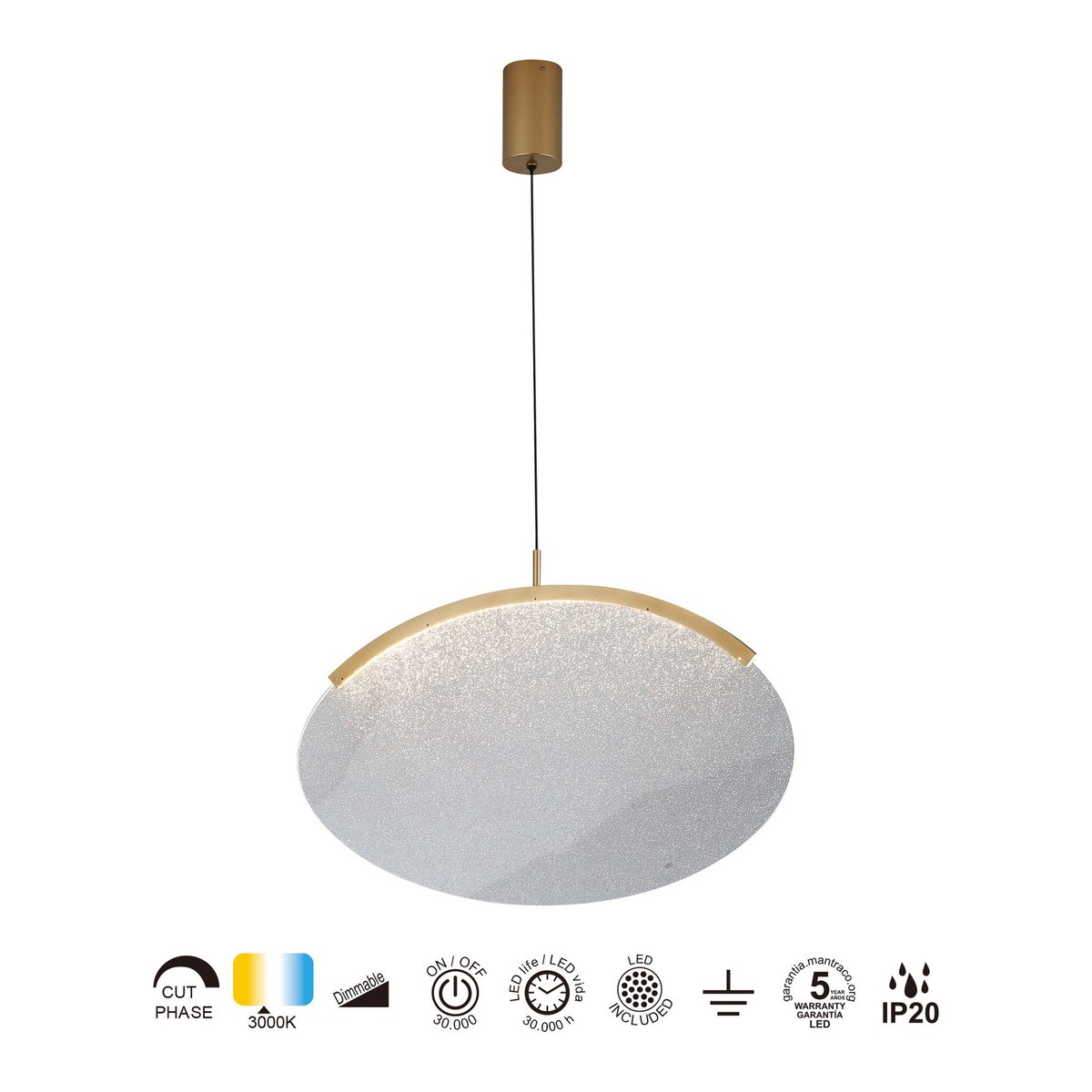 Suspension en métal design, OASIS doré, MANTRA