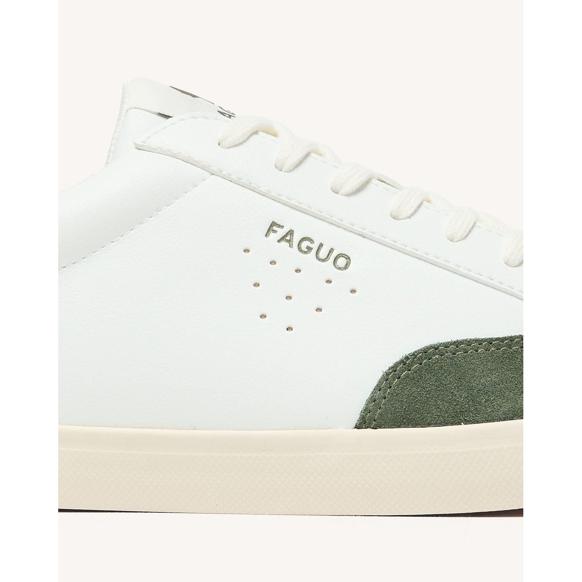 Tennis basses blanc et kaki, FAGUO