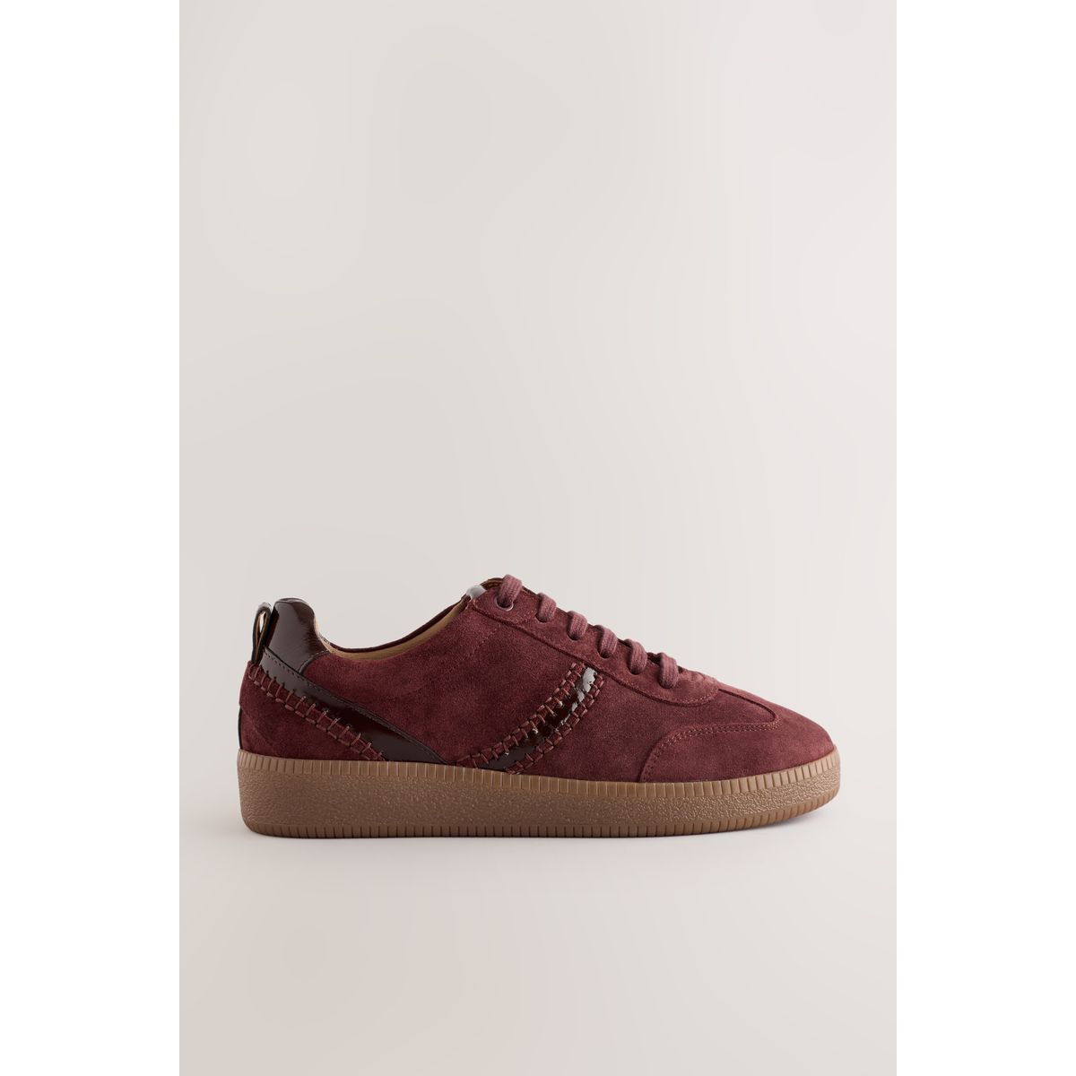 Baskets à lacets en cuir rouge bordeaux, NEXT