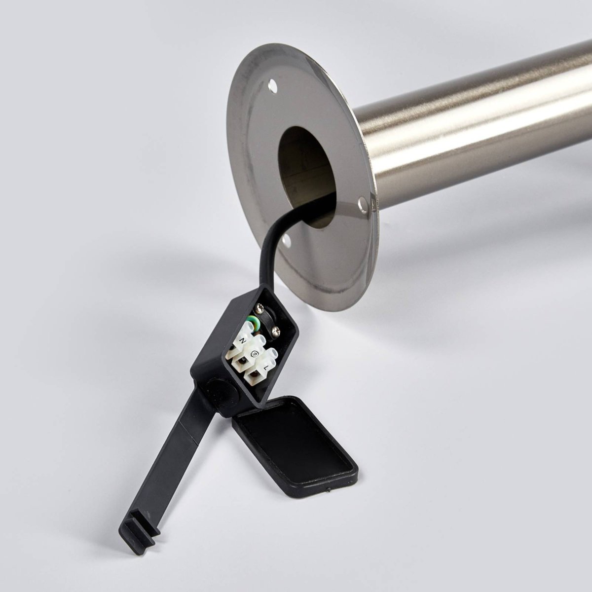 Luminaire extérieur  moderne, Vedran acier inoxydable, blanc opale, LINDBY