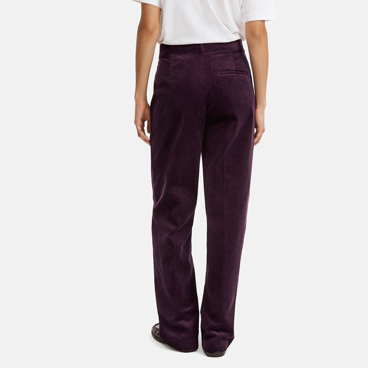 Weite High-Waist-Hose aus Cord pflaume, LA REDOUTE COLLECTIONS