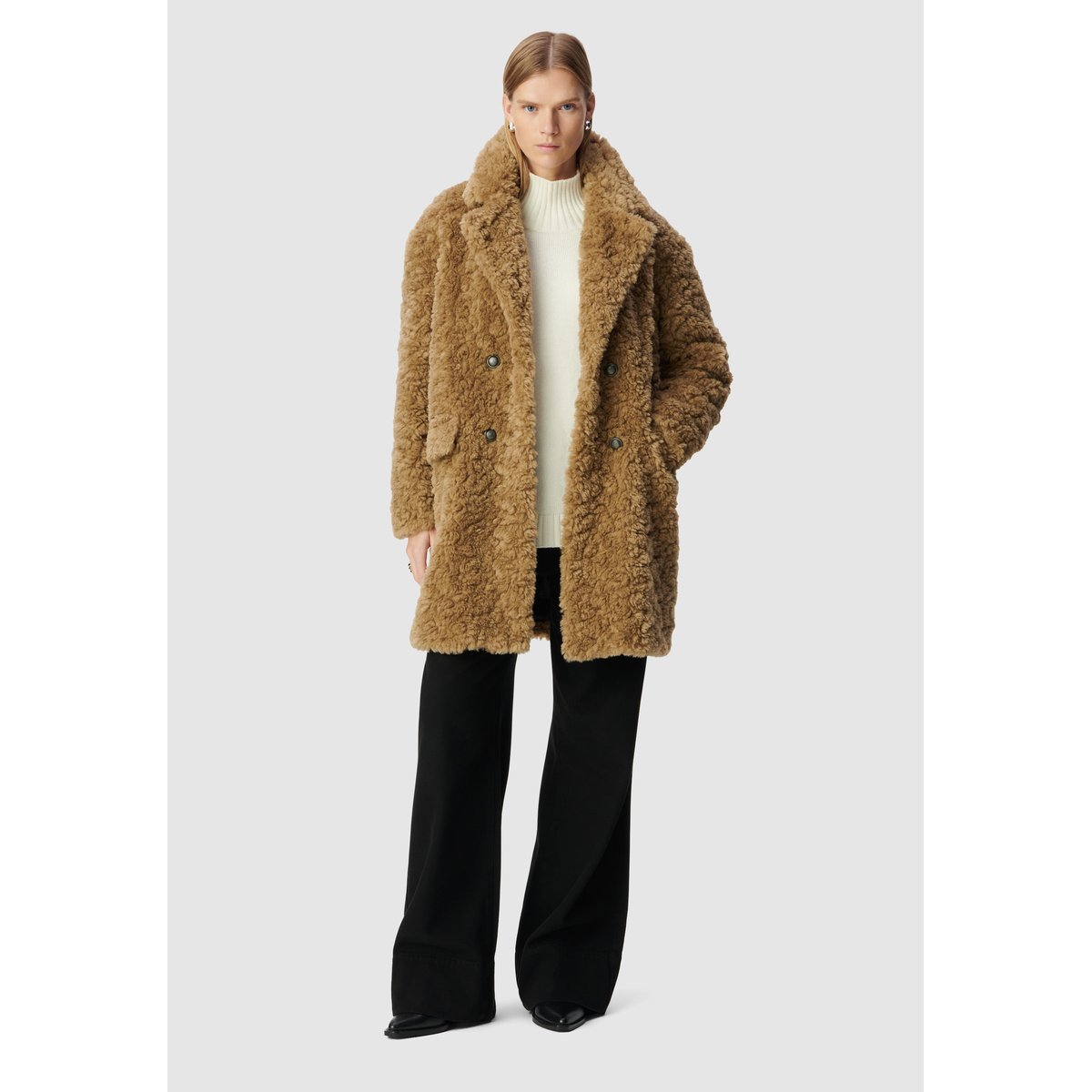 Manteau à poils longs marron, IKKS