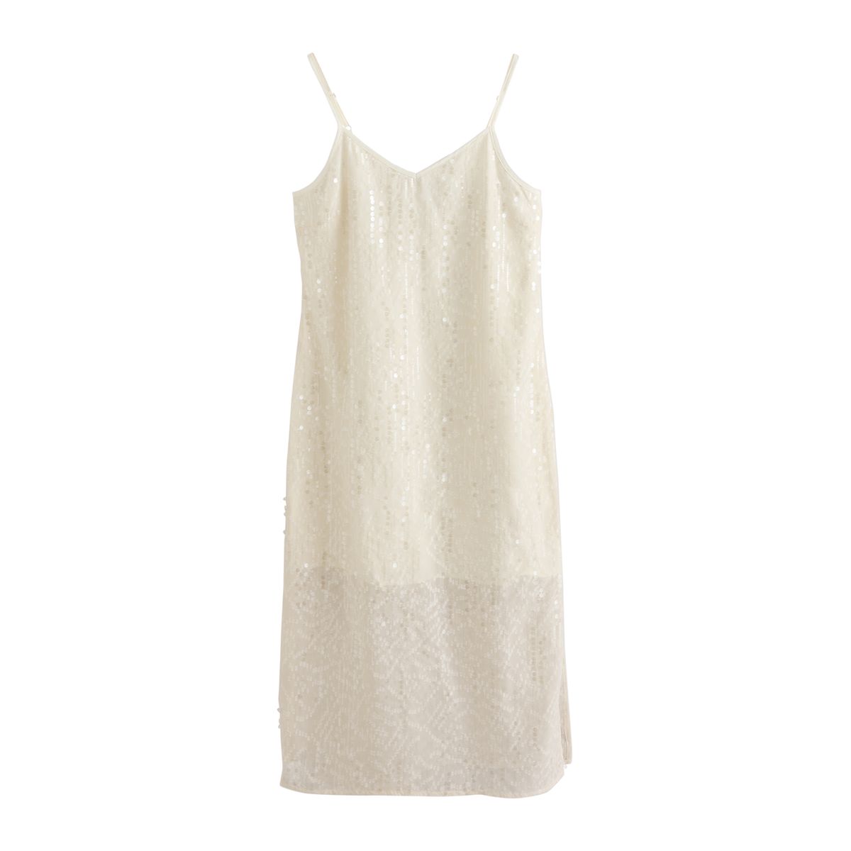 Robe midi nuisette à sequins crème, NEXT