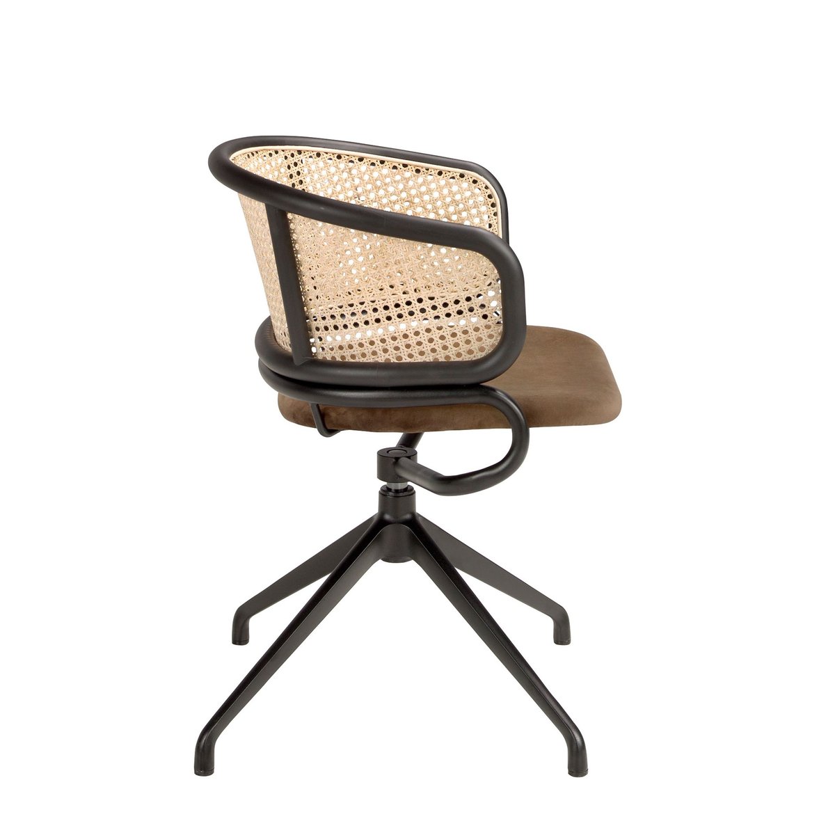 Chaise pivotante en rotin et velours brun marron | noir, ANGEL CERDA